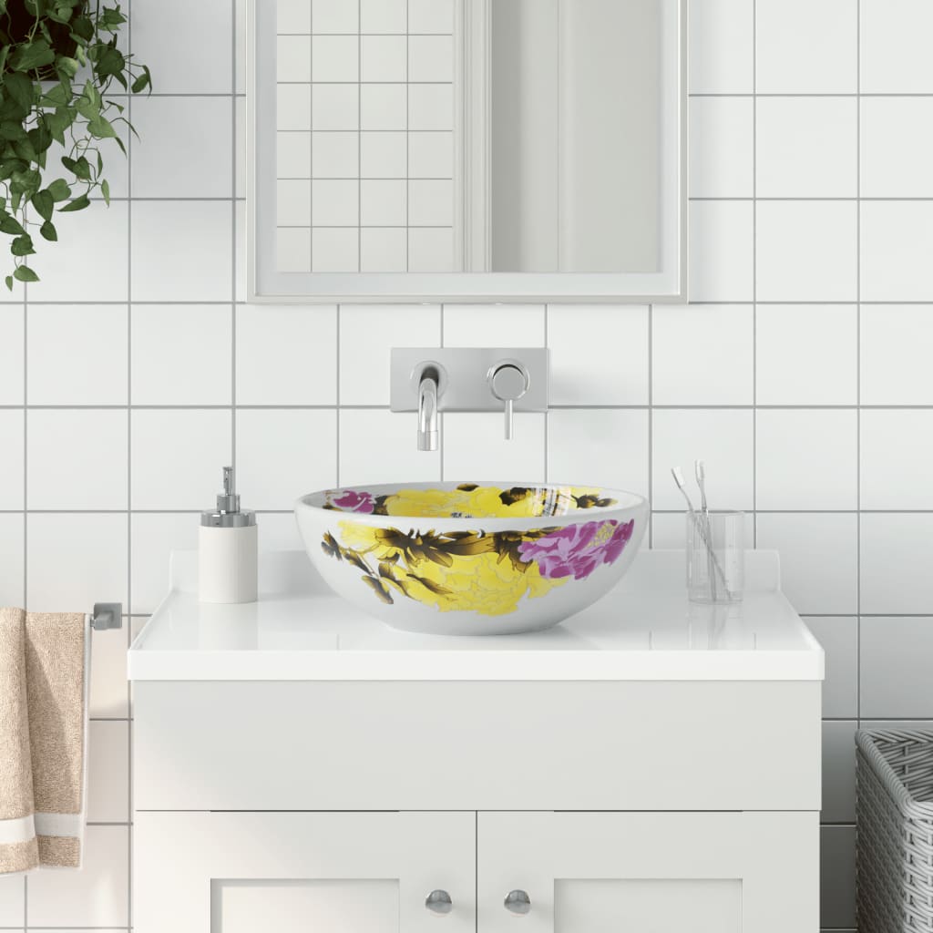 Vidaxx overflademonteret vask rund φ41x14 cm keramik flerfarvet