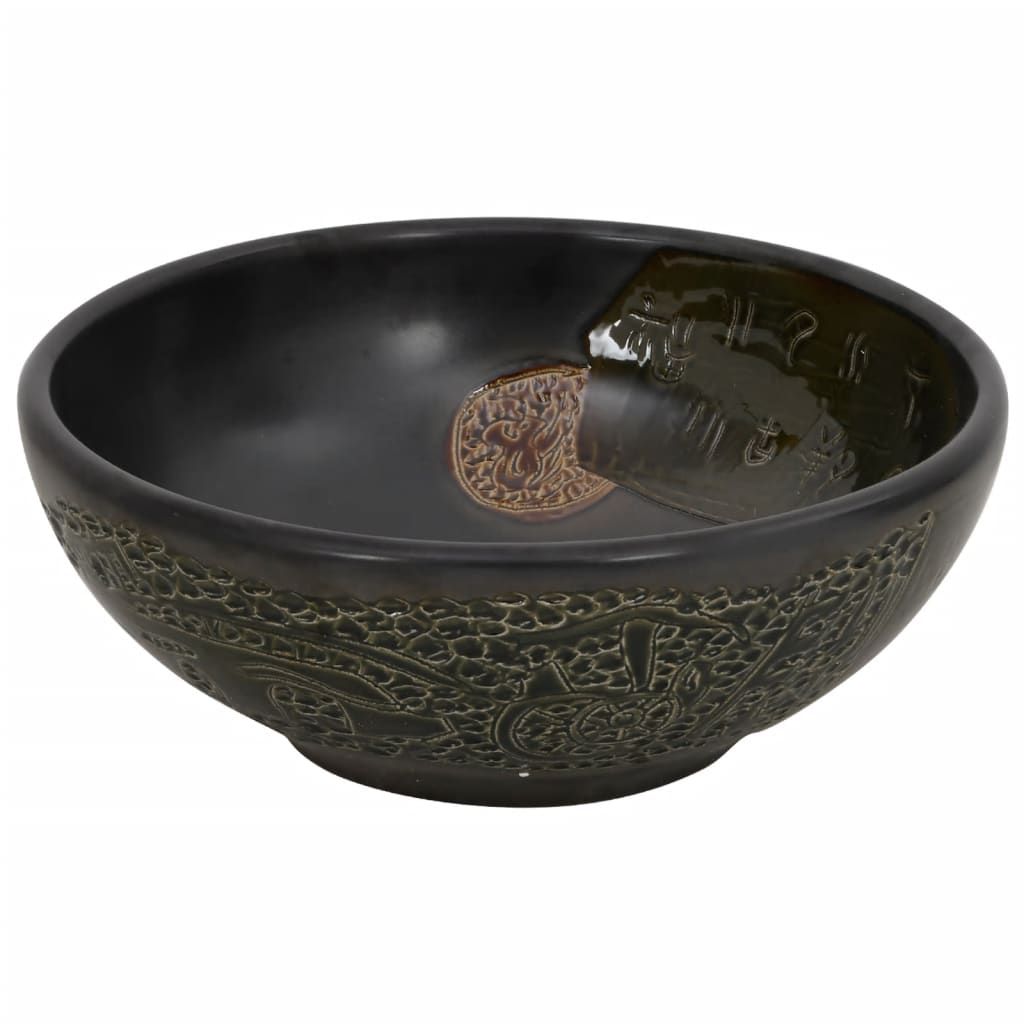 Vidaxx påbygningsvask rund φ41x14 cm keramisk sort