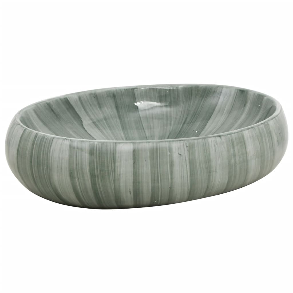 Vidaxx bordplade vask oval 59x40x15 cm keramisk grøn