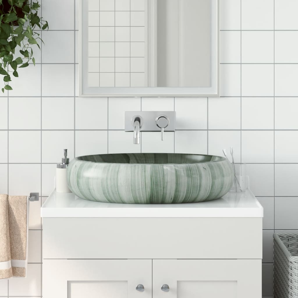 Vidaxx bordplade vask oval 59x40x15 cm keramisk grøn