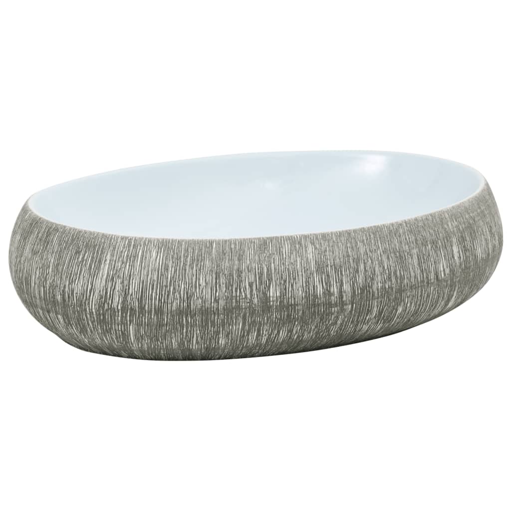 Vidaxx bordplade vask oval 59x40x15 cm keramik grå og blå