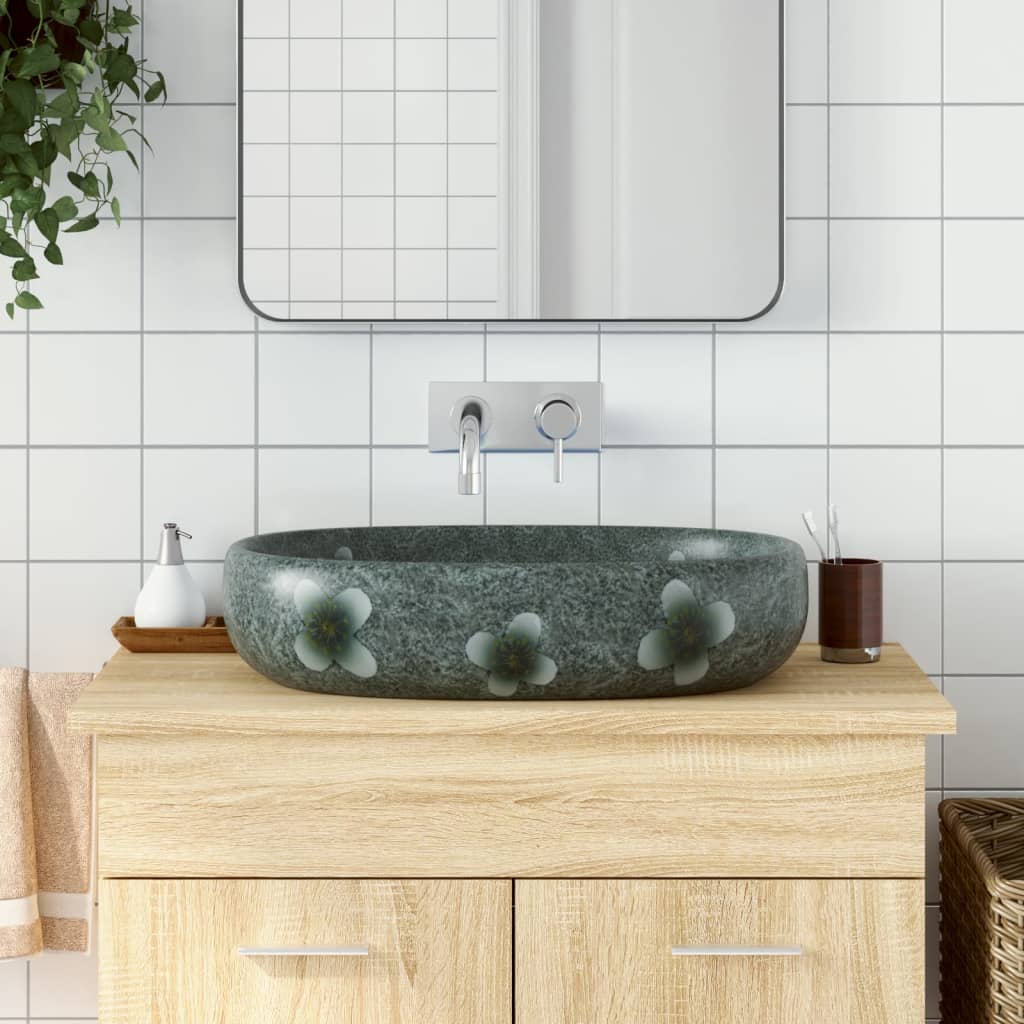 Vidaxx bordplade vask oval 59x40x14 cm keramisk blå
