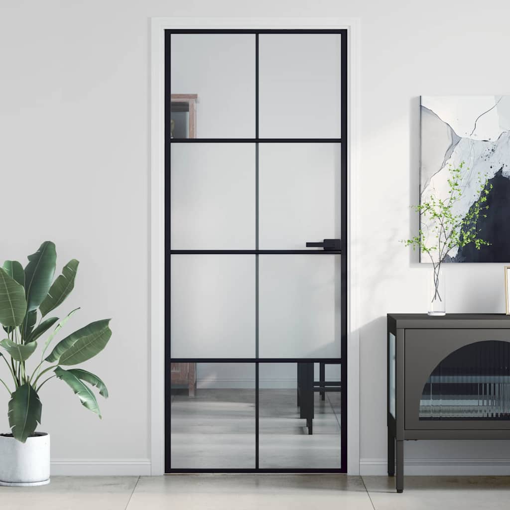 Vidaxx indvendig dør smal 83x201,5 cm hærdet glas og aluminium sort