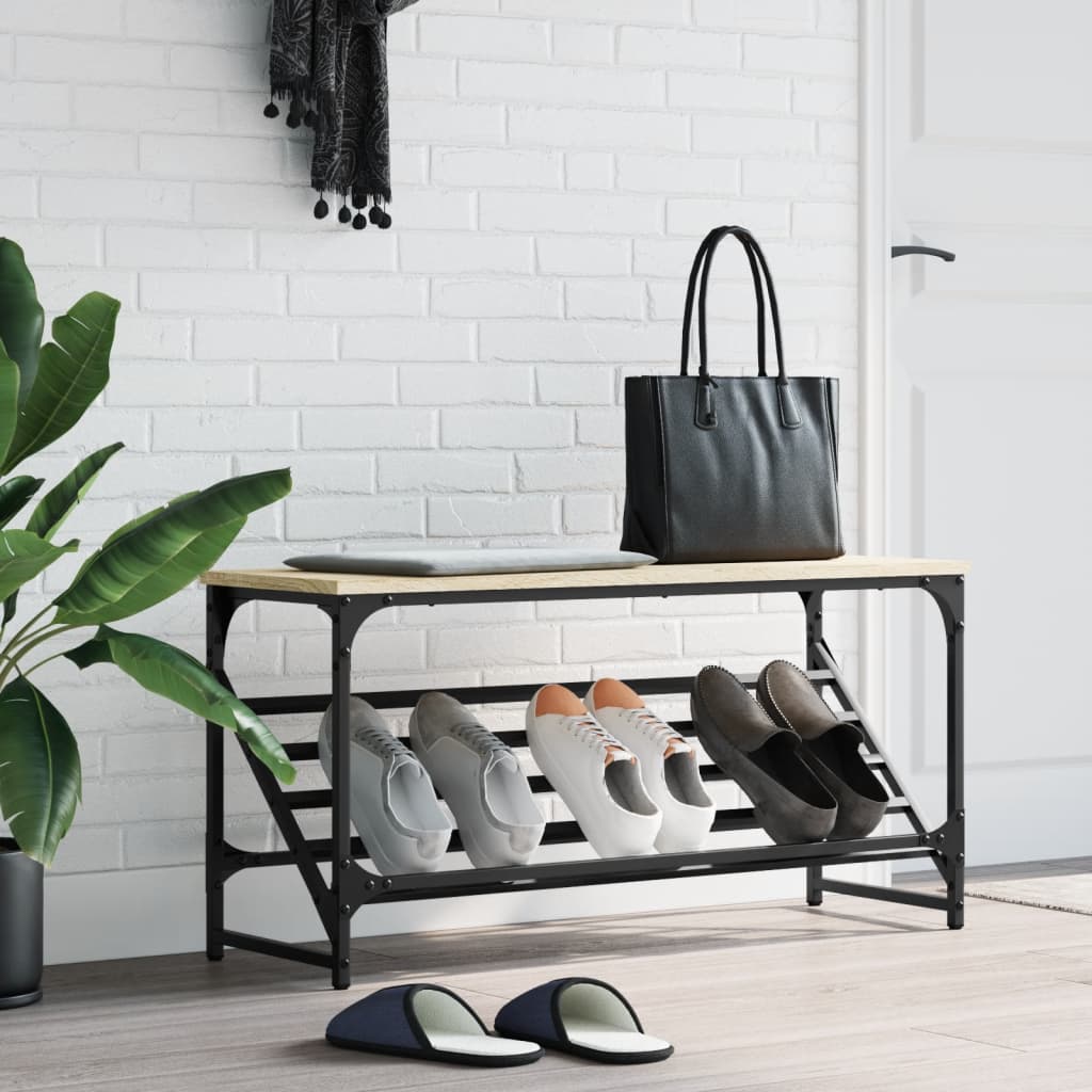 Vidaxl Shoe Rack 90x30x45 cm forarbejdet træ sonoma eg farvet