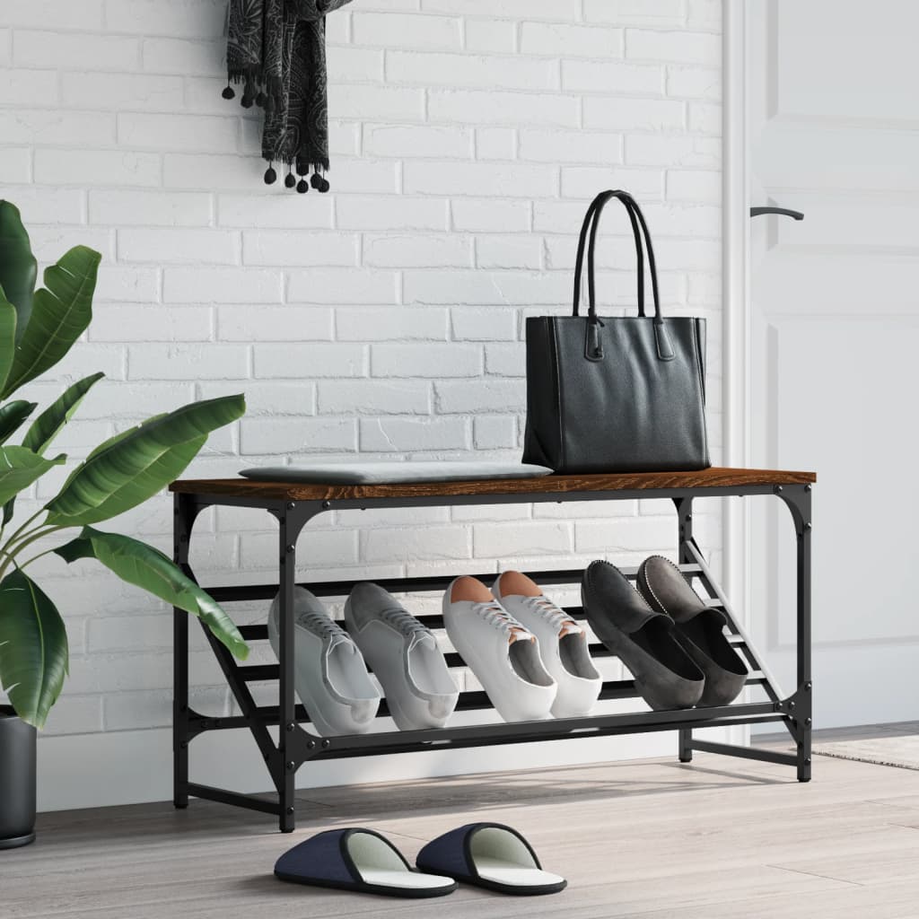 Vidaxl Shoe Rack 90x30x45 cm forarbejdet træbrun eg farve