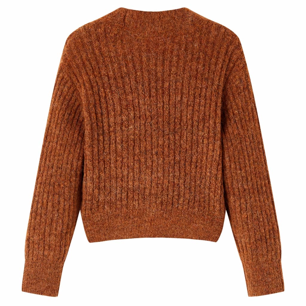 VidaXL børne cardigan strikket 128 cognac farvet
