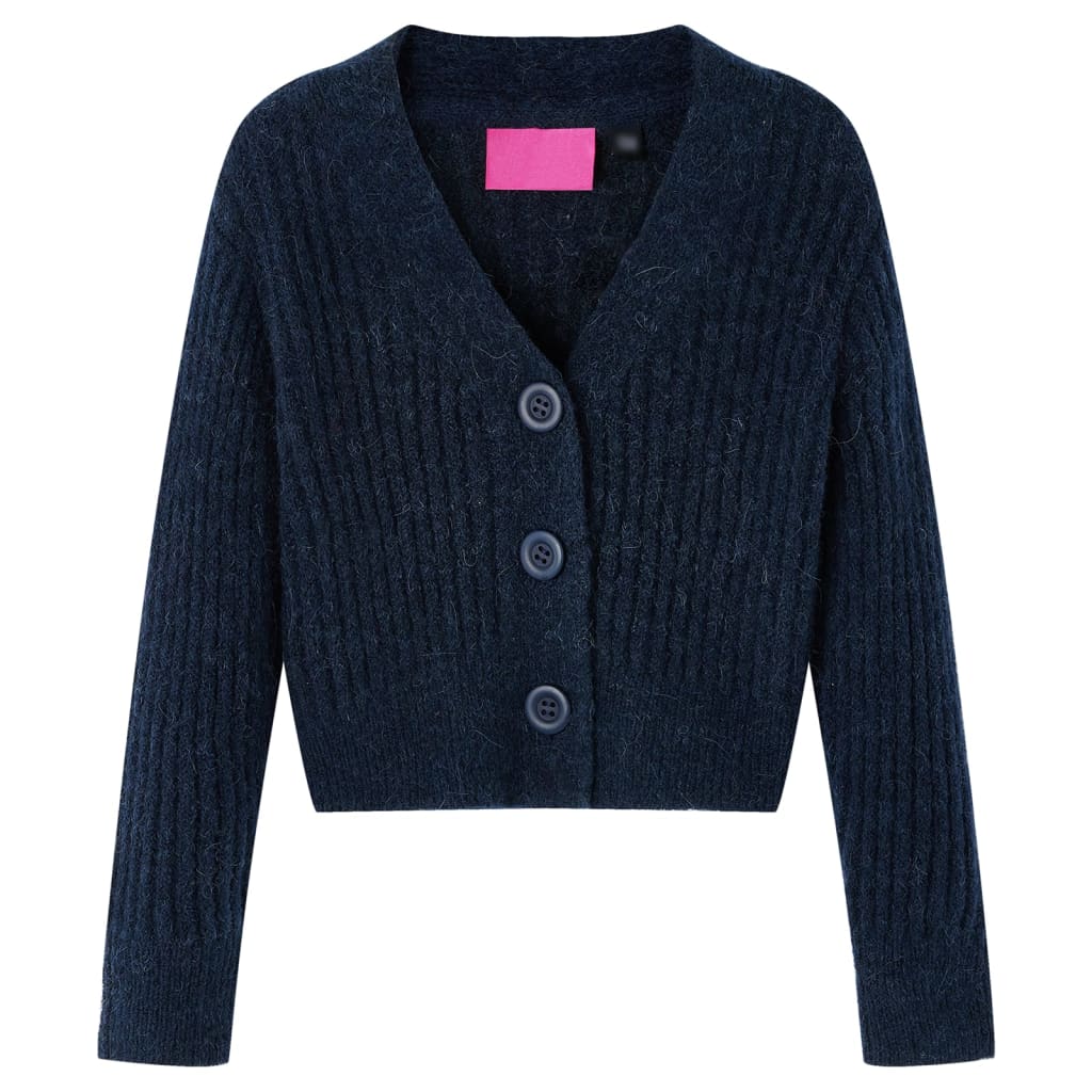 VidaXL børnecardigan strikket 128 marineblå