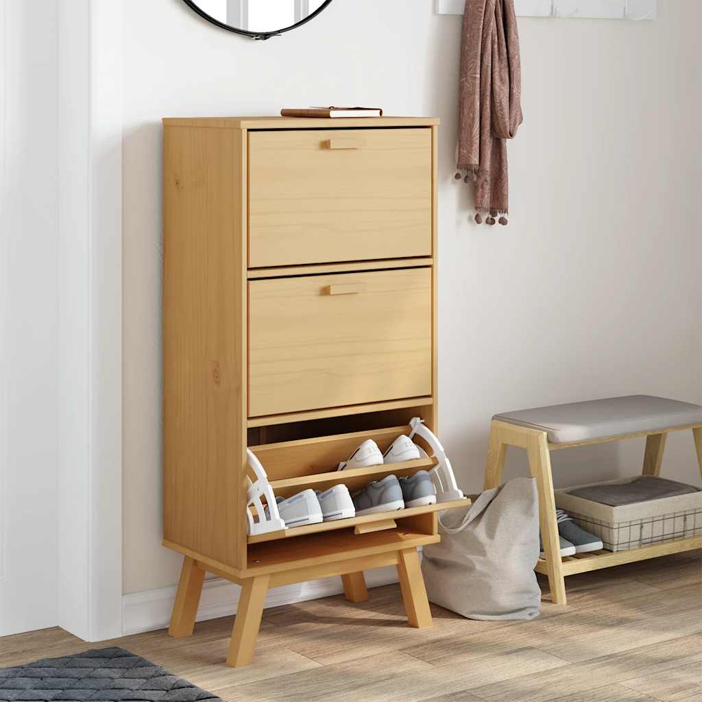 Vidaxx skoskab olden 55x35x120 cm fyrretræ brun