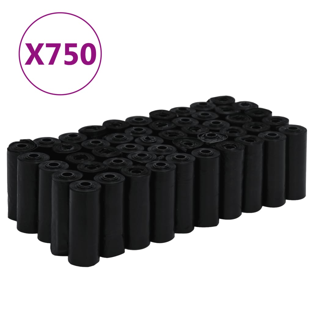 Vidaxl Dog Poop Bags 750 PCS 30x20 cm polyethylen sort