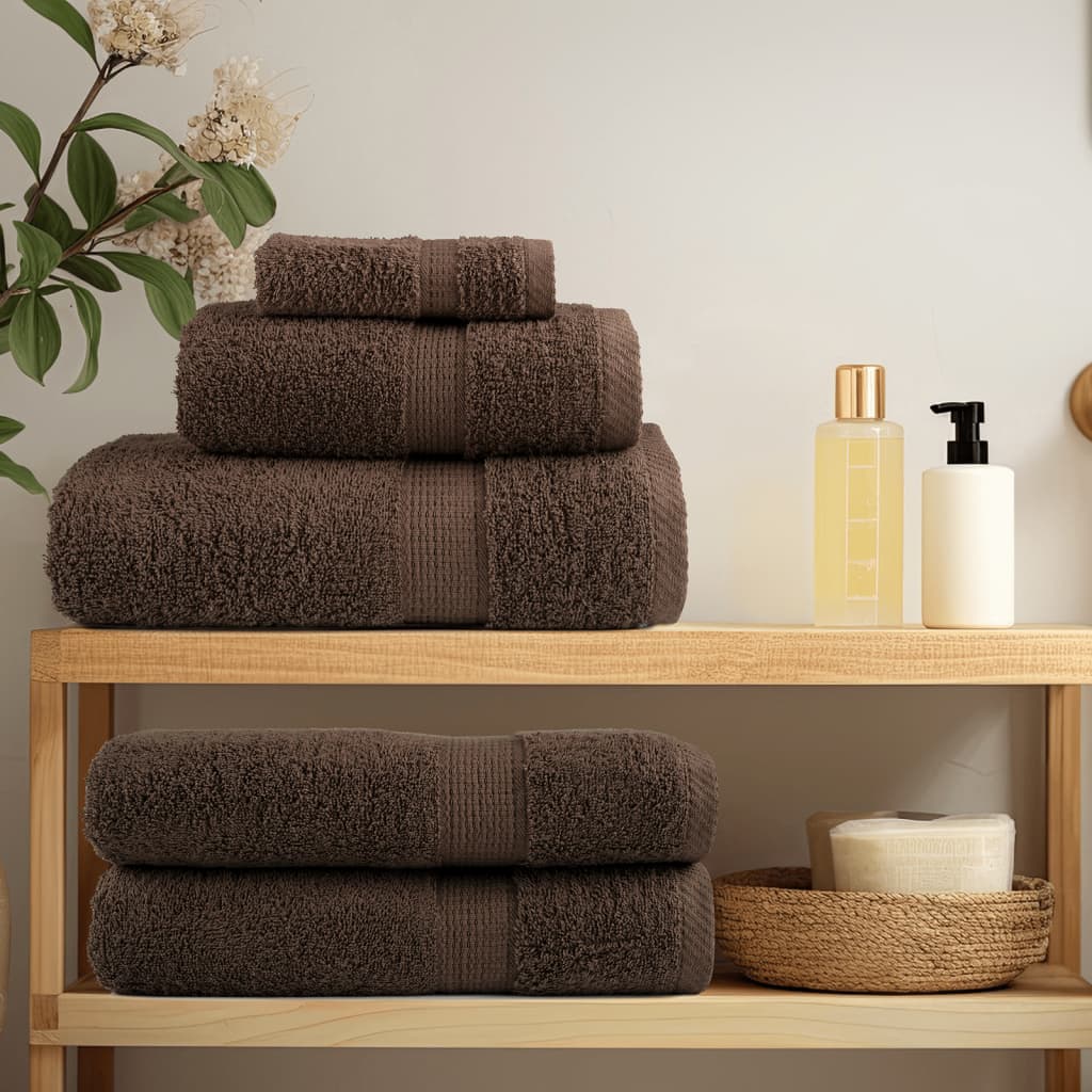 VidaXL gæstehåndklæder solund 2 stk 600 g m² 30x50 cm brun