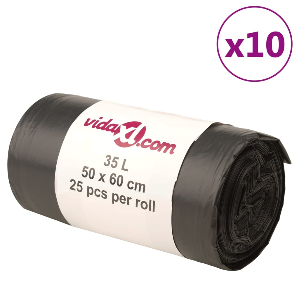 Vidaxl affaldsposer 250 stk 35 l sort