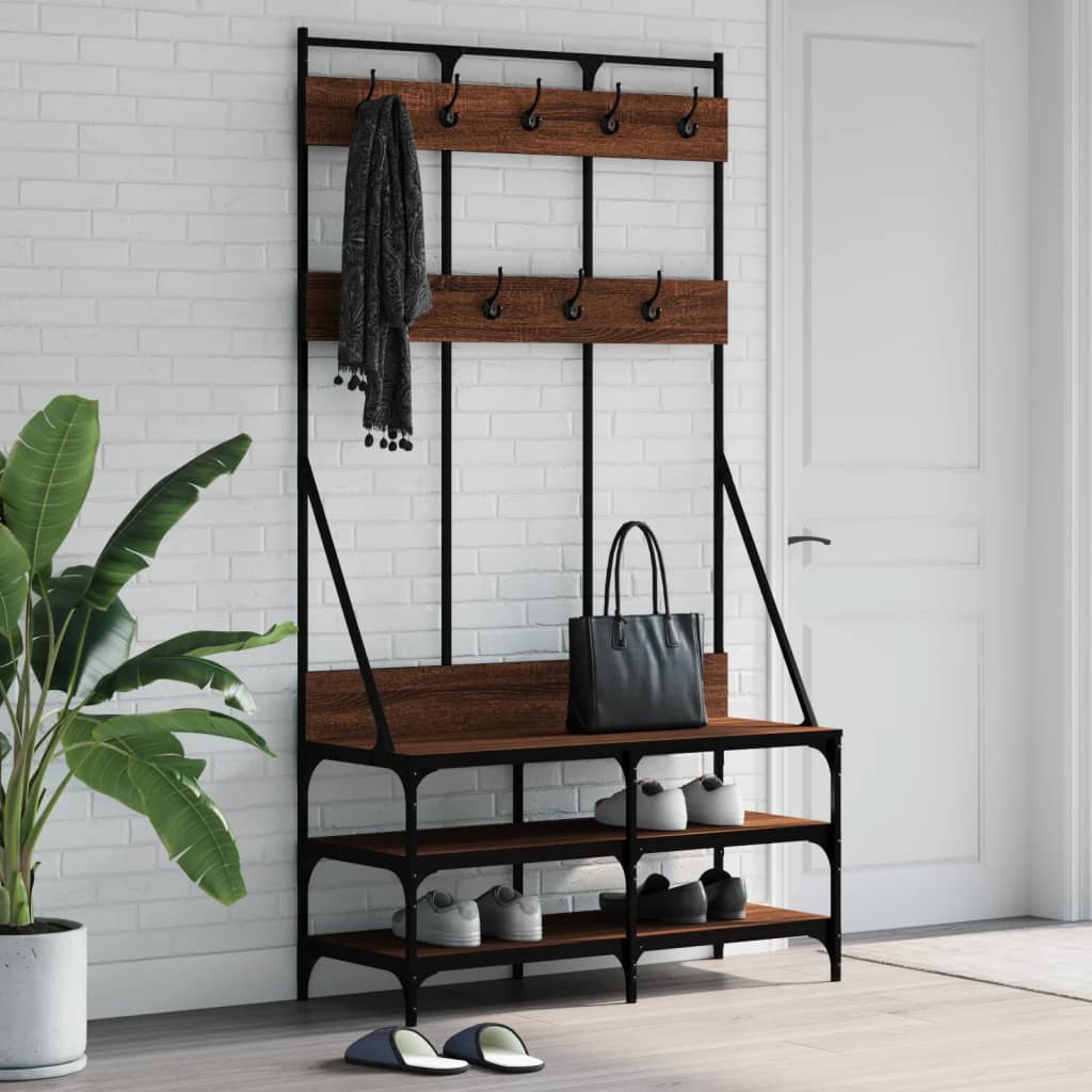 Vidaxx tøjstativ med skostativ 100x40x184 cm brun eg farve
