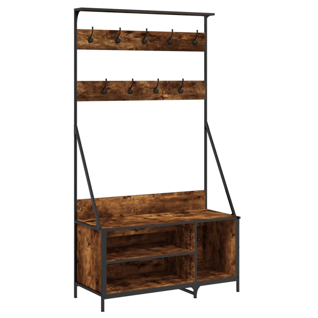 Vidaxx tøjstativ med skostativ 100x41x184 cm røget eg