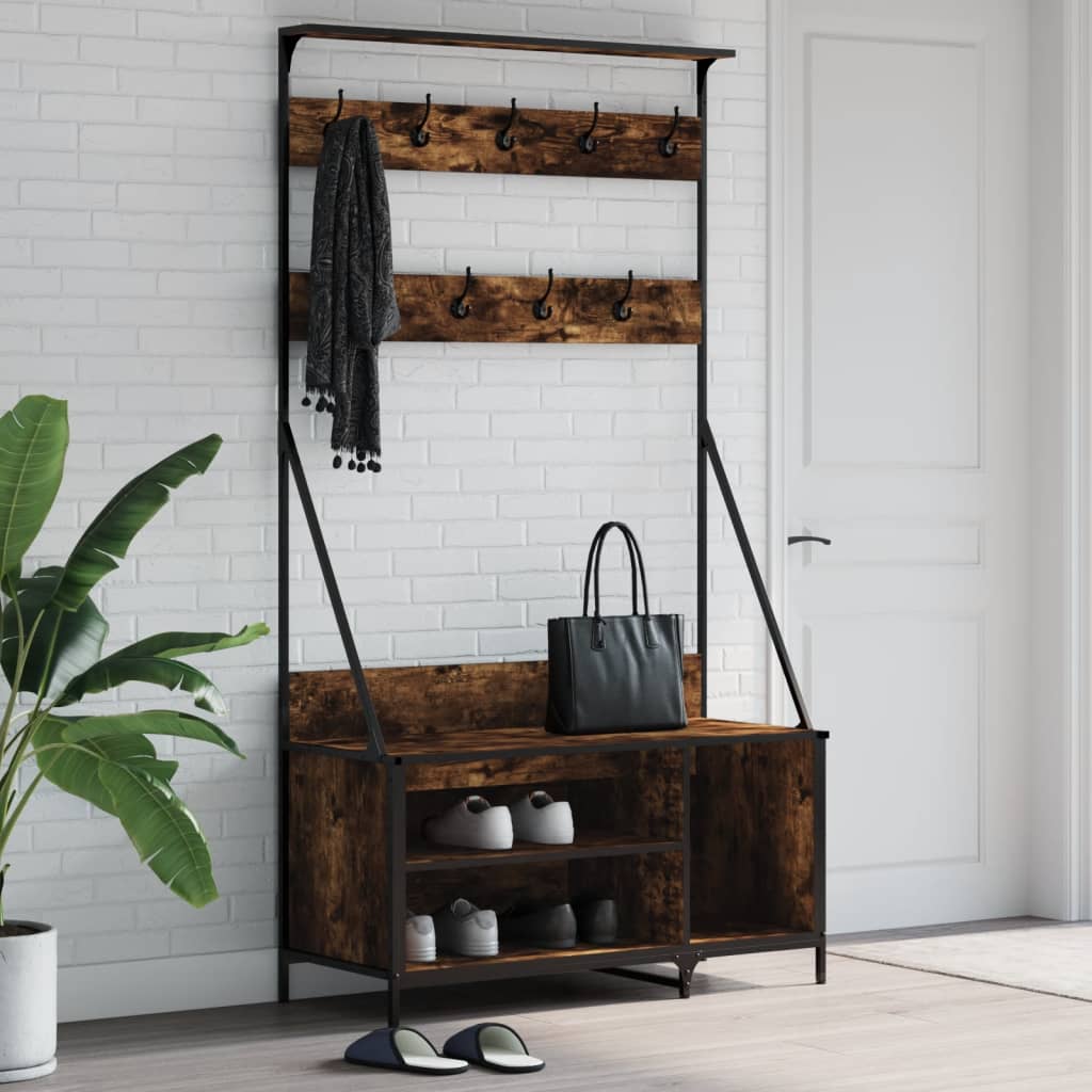 Vidaxx tøjstativ med skostativ 100x41x184 cm røget eg