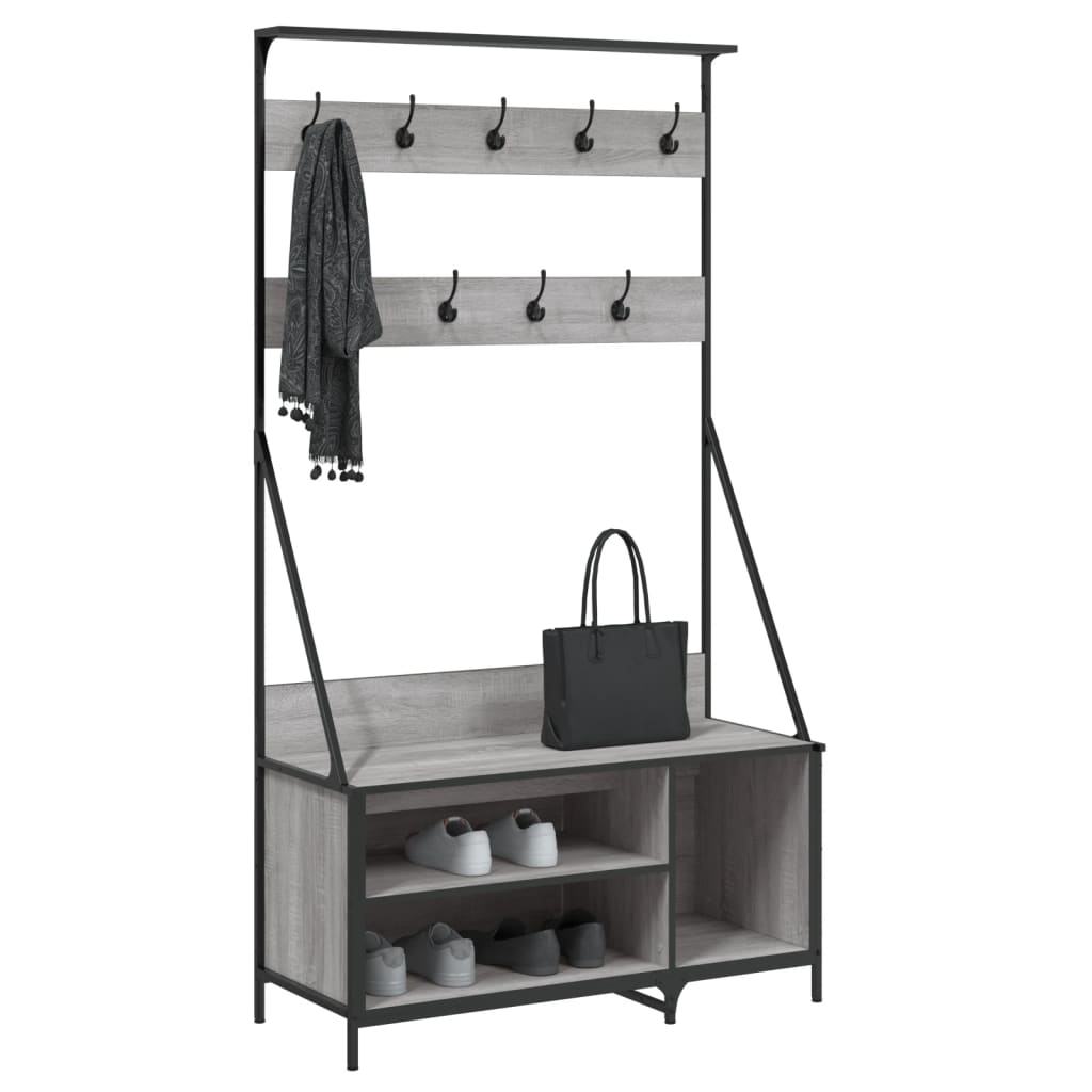 VidaXL tøjstativ med skostativ 100x41x184 cm grå sonoma