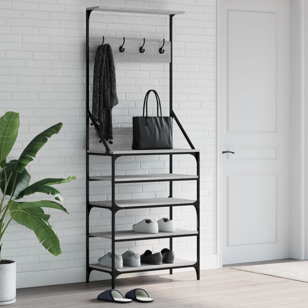 VidaXL tøjstativ med skostativ 70x34x184 cm grå sonoma eg farve