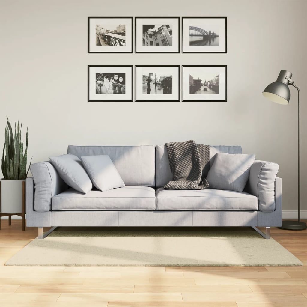 VidaXL tæppe huarte kort luv blød vaskbar 80x150 cm creme