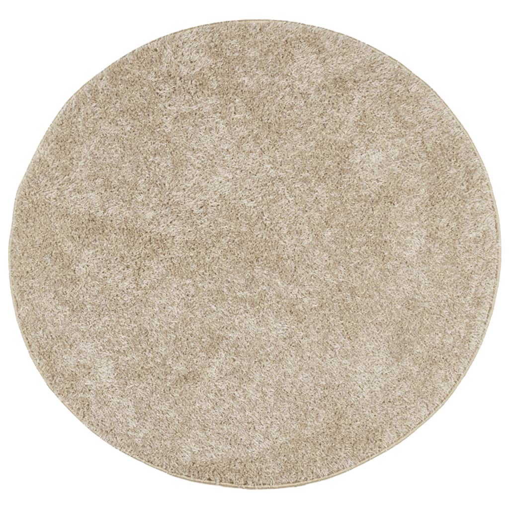 Vidaxl tæppe istan høj luv blank ø 80 cm beige