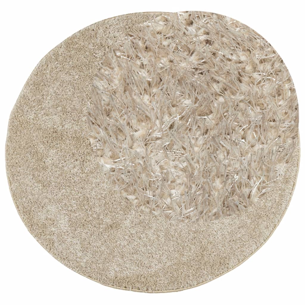 Vidaxl tæppe istan højluvet blank ø 160 cm beige