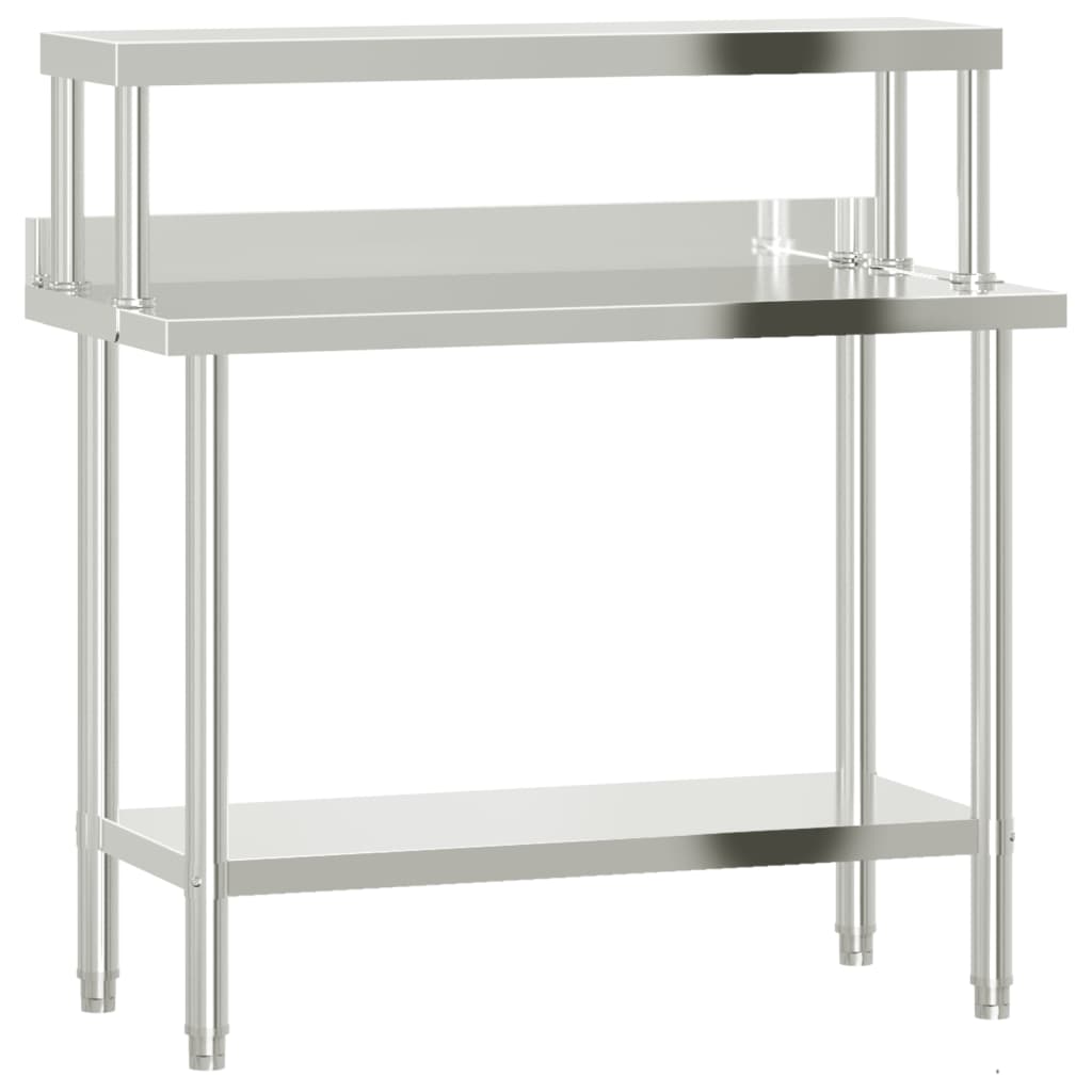 Vidaxl keukenwerktafel met bovenschap 110x55x120 cm roestvrij staal
