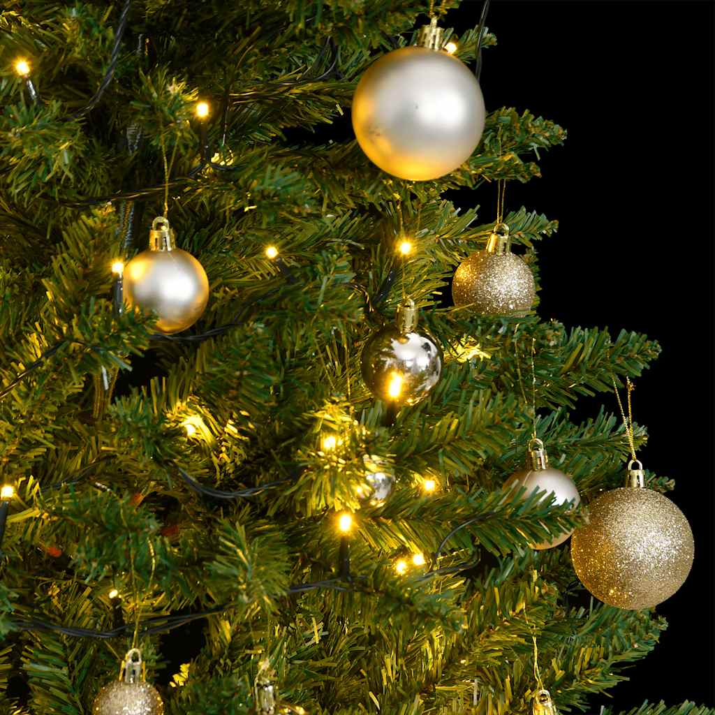 VidaXL Kunstigt juletræ med hængsler 150 LED og julekugler 120 cm
