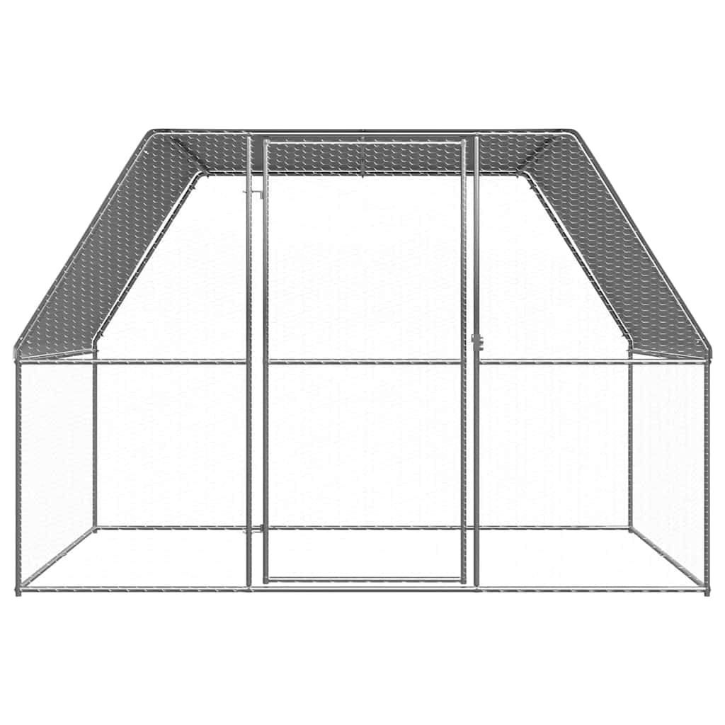 VidaXL hønsebur 3x2x2 m galvaniseret stål sølv og grå