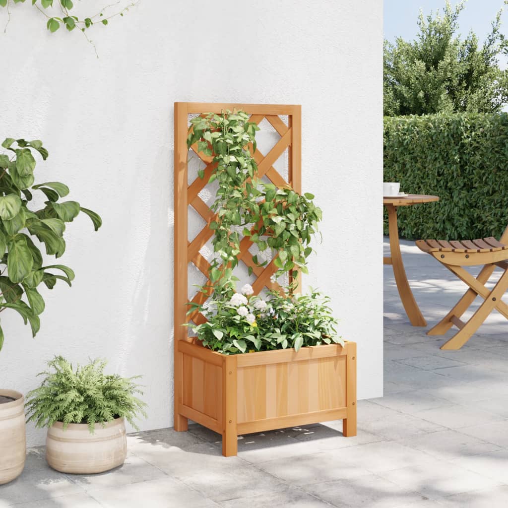 VidaXL plantekasse med espalier, massiv fyrretræ, brun