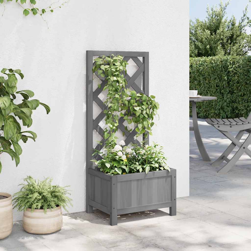 Vidaxx plantekasse med espalier, massiv fyrretræ, grå
