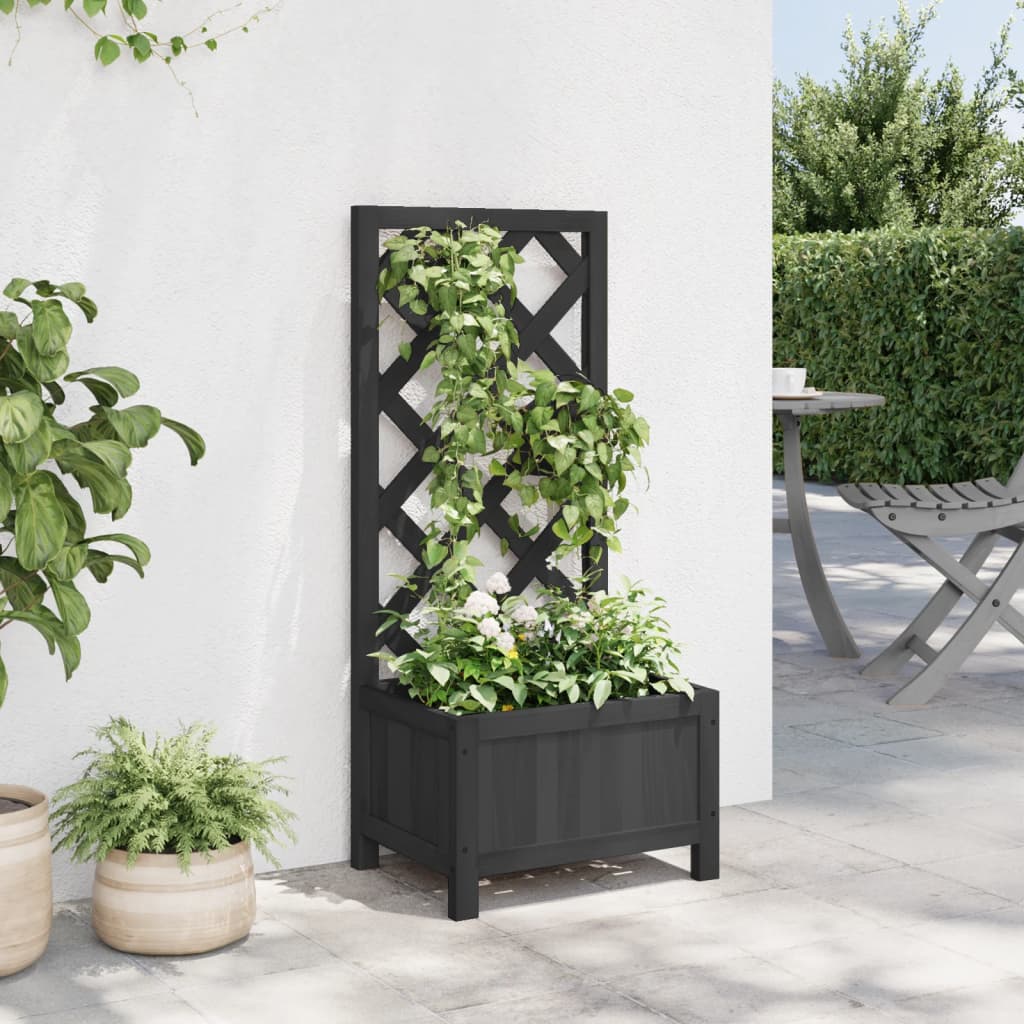 Vidaxx plantekasse med espalier massivt fyrretræ sort