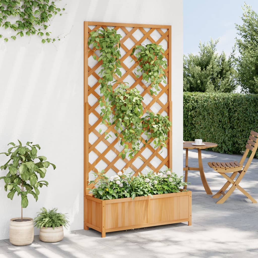 VidaXL plantekasse med espalier, massiv fyrretræ, brun