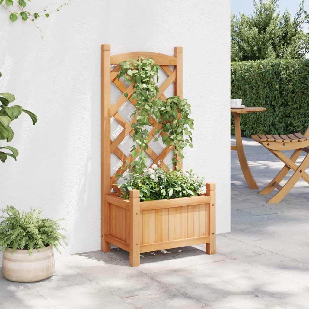 VidaXL plantekasse med espalier, massiv fyrretræ, brun