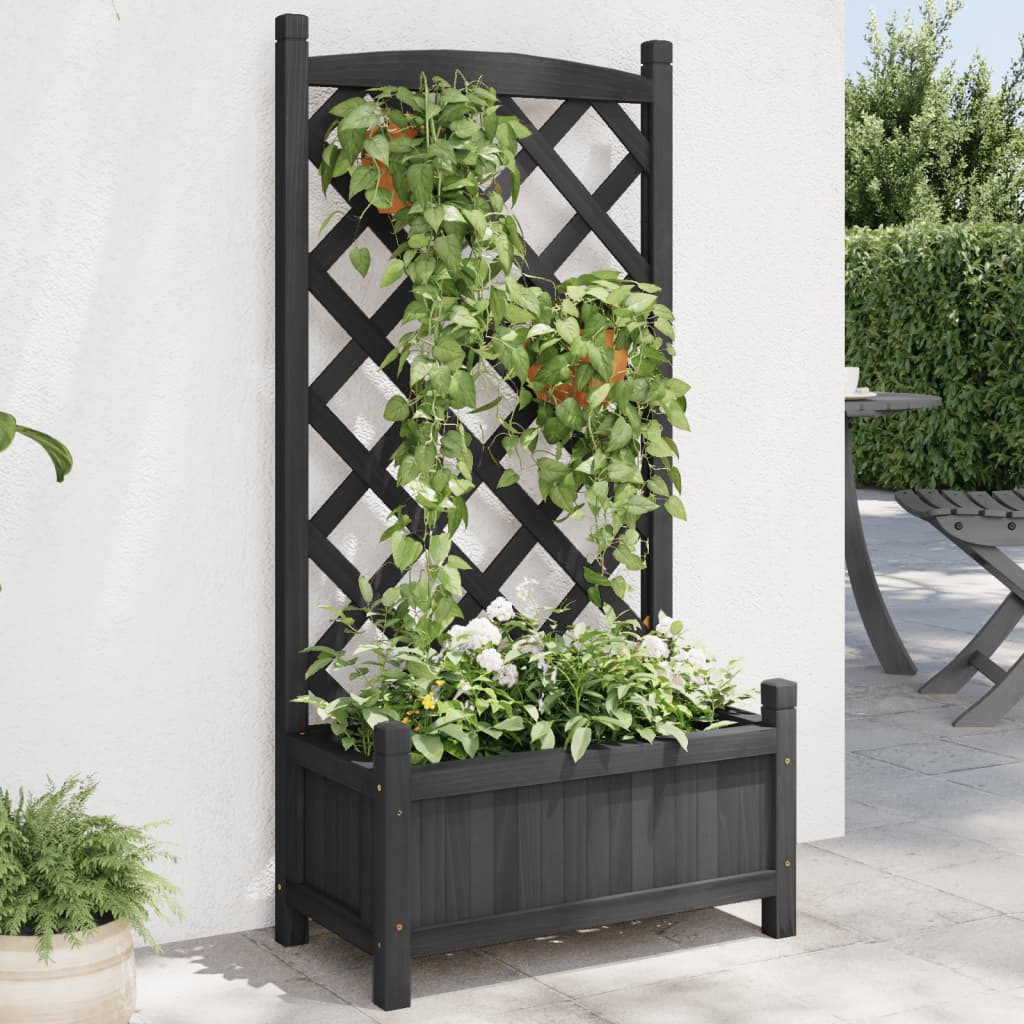 Vidaxx plantekasse med espalier massivt fyrretræ sort