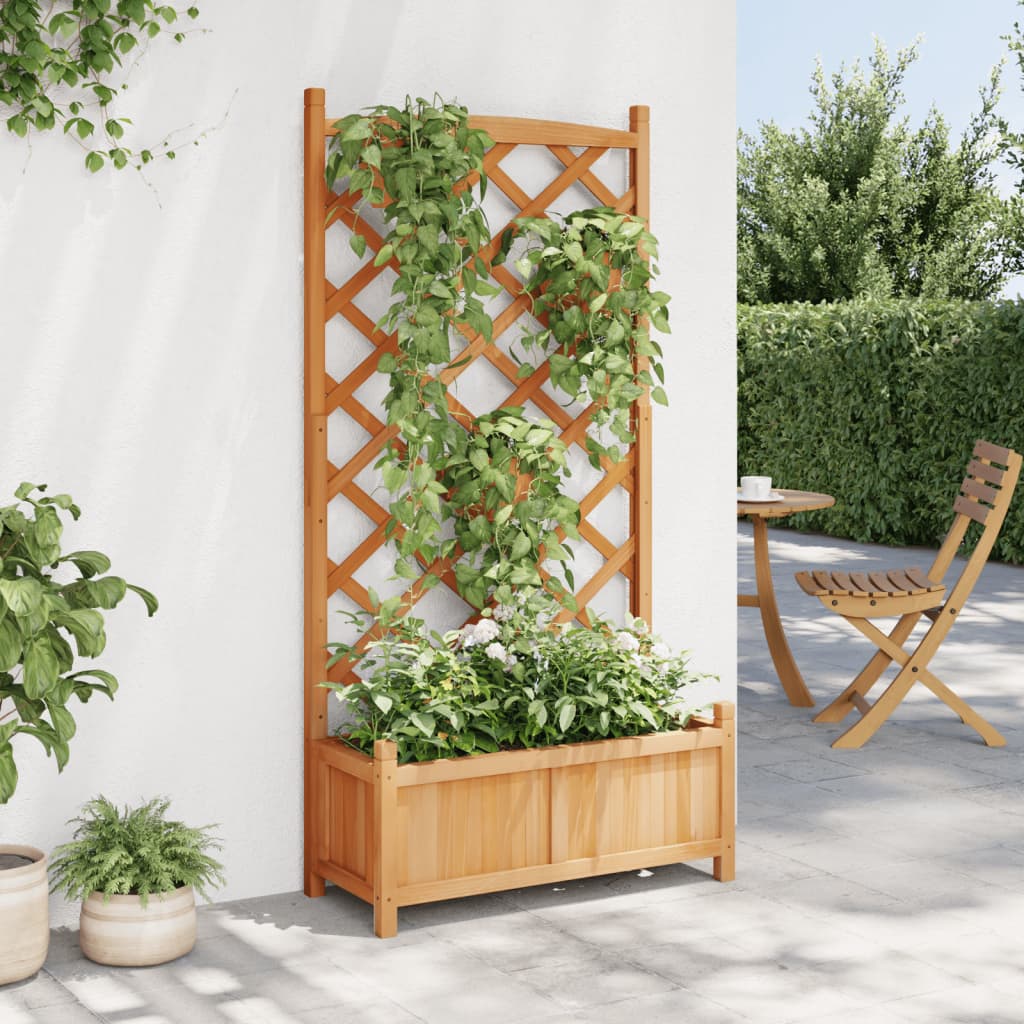 VidaXL plantekasse med espalier, massiv fyrretræ, brun
