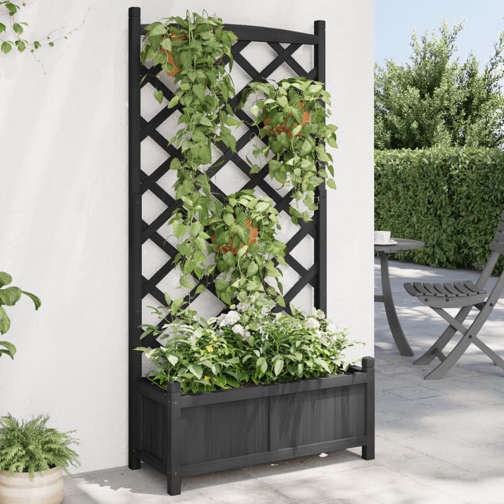 Vidaxx plantekasse med espalier massivt fyrretræ sort