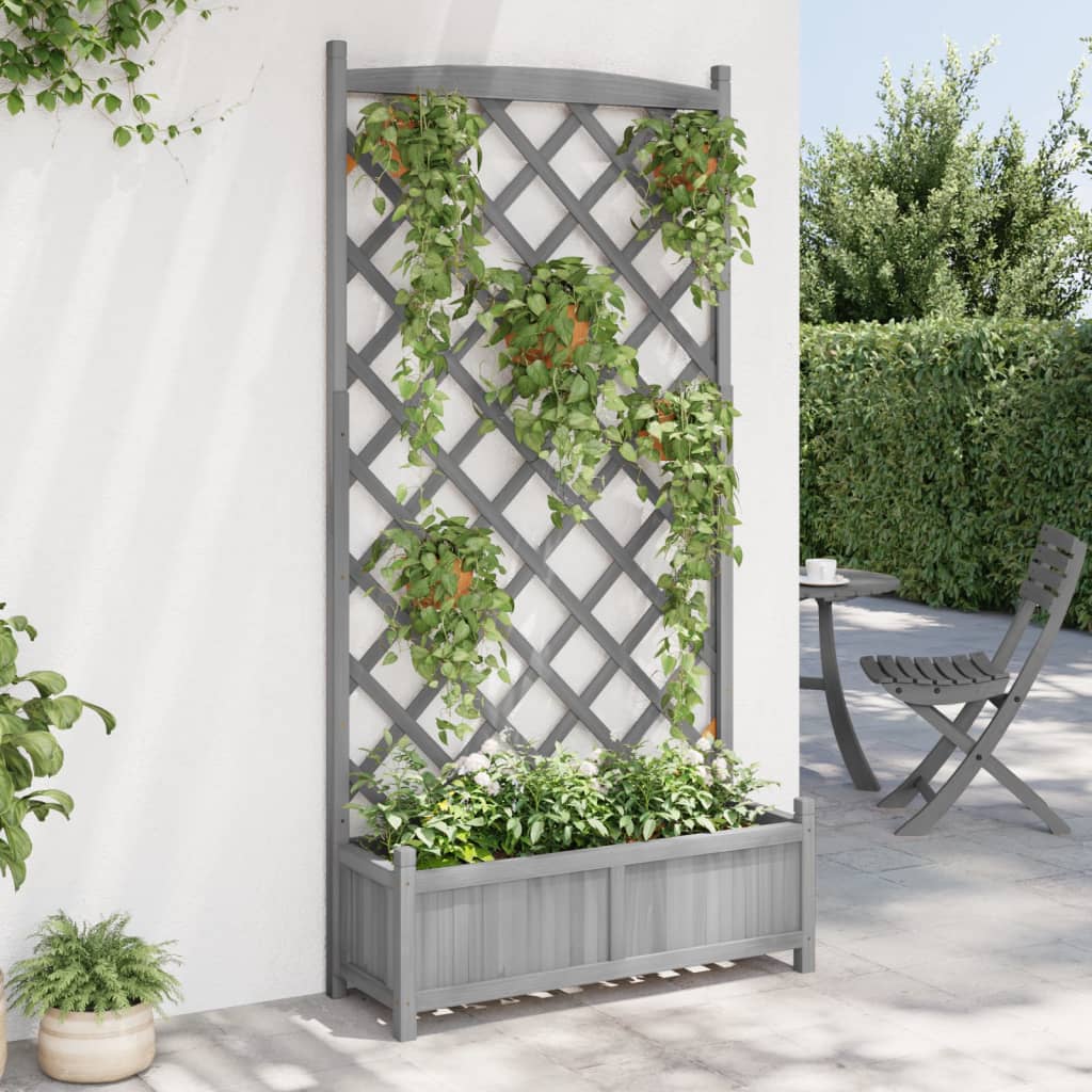 Vidaxx plantekasse med espalier, massiv fyrretræ, grå
