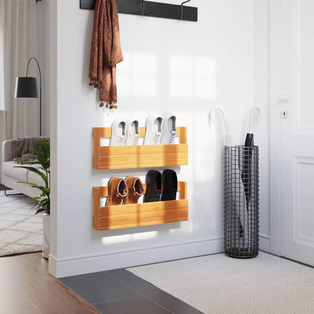 Vidaxx skostativer 2 stk 59x8,5x23,5 cm massiv fyrretræ vask brun