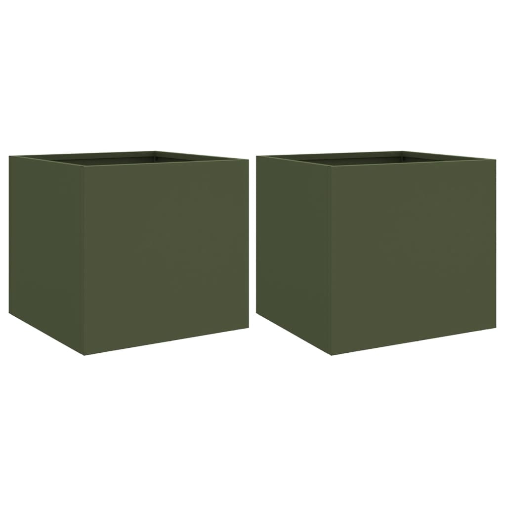 Vidaxx plantekasser 2 stk 32x30x29 cm stål olivengrøn