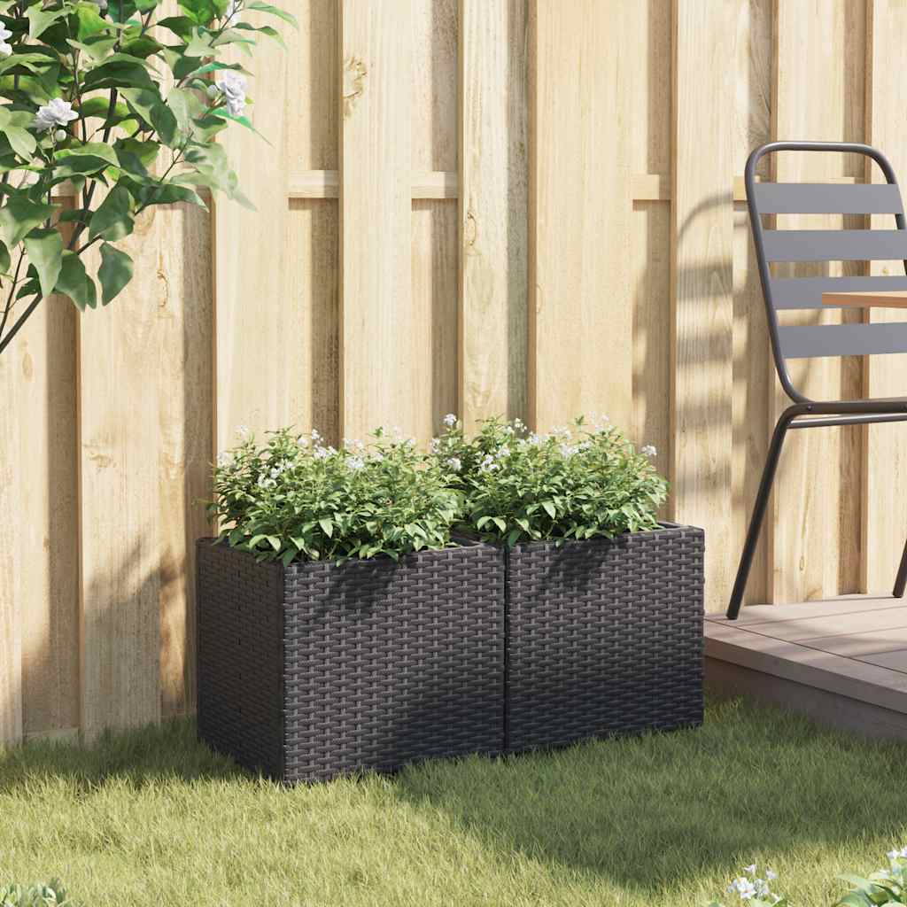 Vidaxx plantekasser 2 stk 36x30x32 cm polyrattan sort