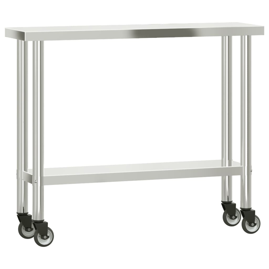Vidaxx køkkenbord med hjul 110x30x85 cm rustfrit stål
