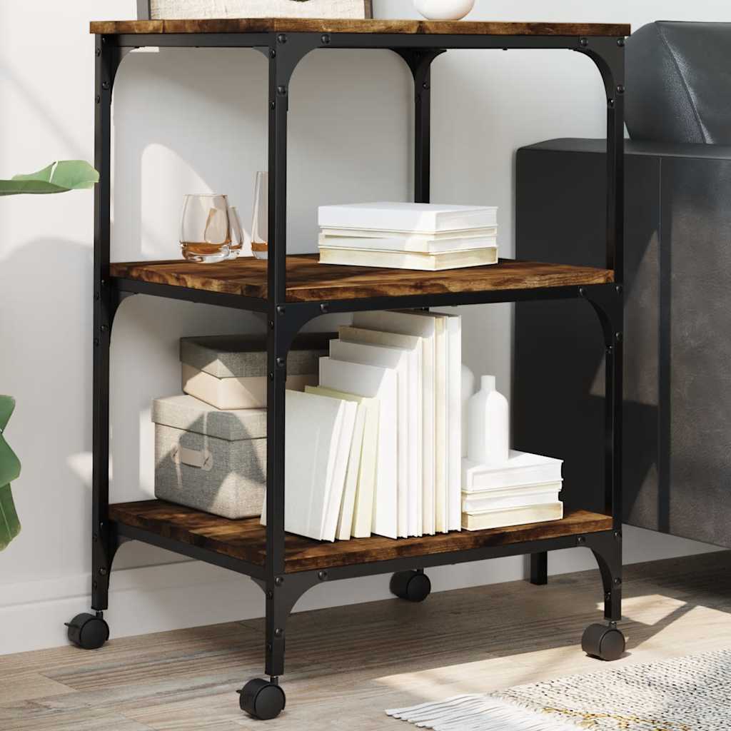 VidaXL printerskab 3-lags 50x41x75 cm forarbejdet træ, røget eg