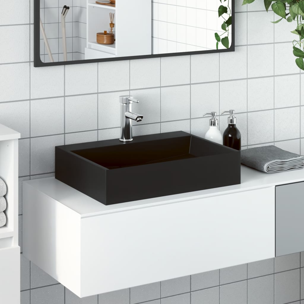 Vidaxx håndvask 50x38x11 cm støbt mineralmarmor matsort