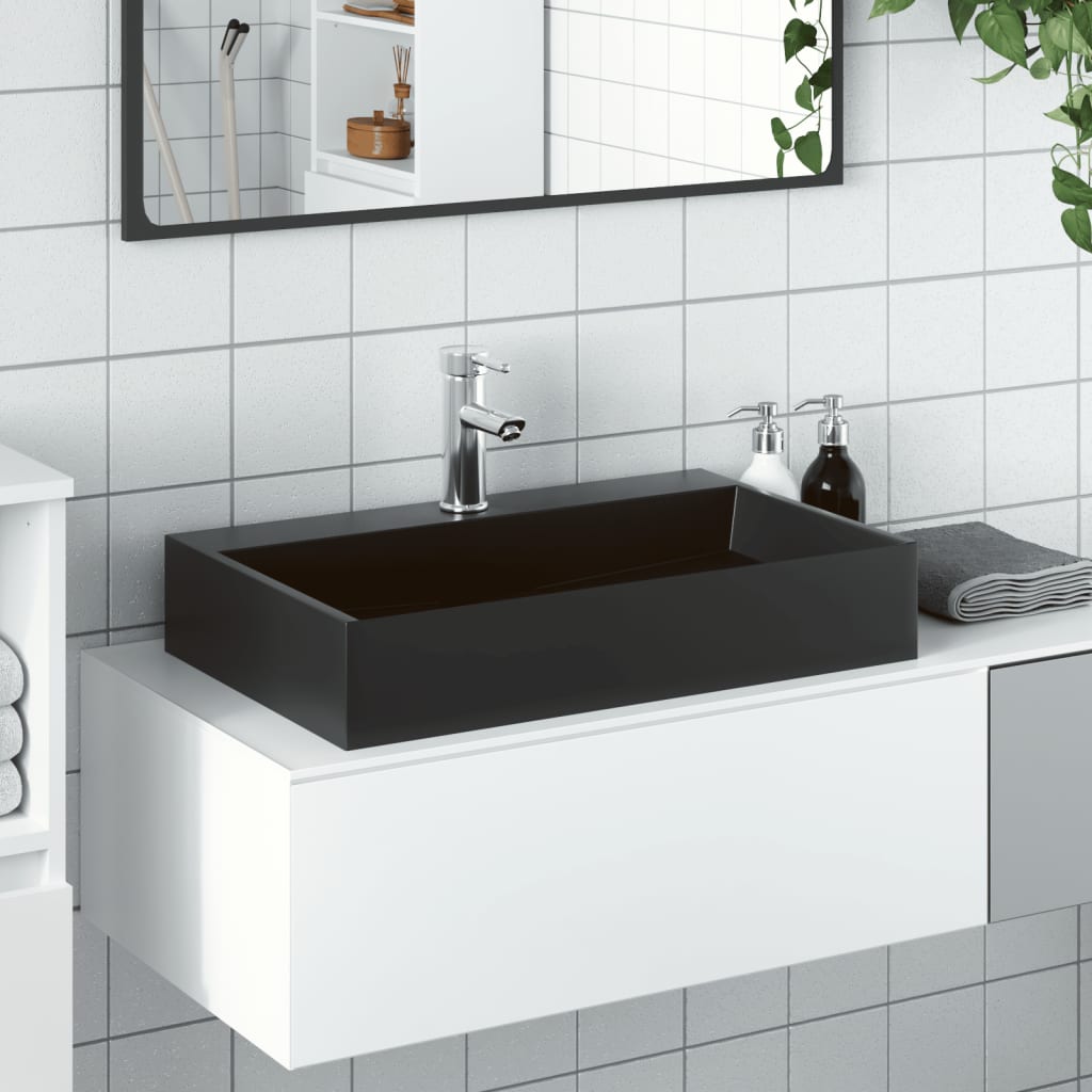 Vidaxx håndvask 60x38x11 cm støbt mineralmarmor matsort