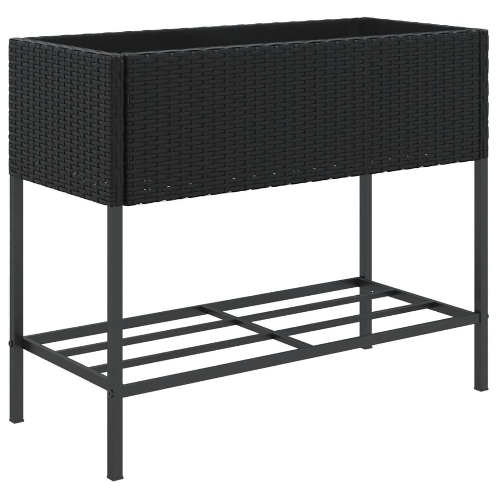 VidaXL plantekasse med hylde polyrattan sort