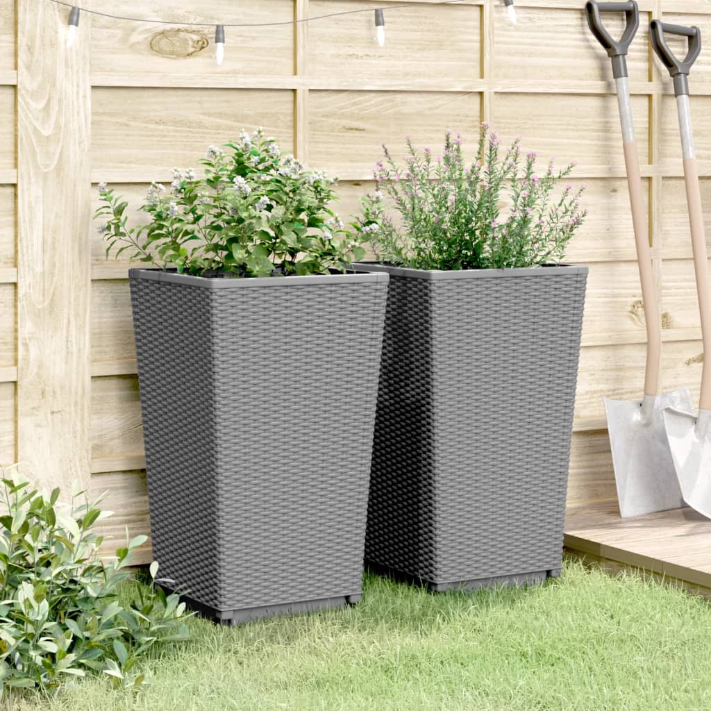 Vidaxx plantekasser 2 stk 32,5x32,5x57 cm polypropylen lysegrå