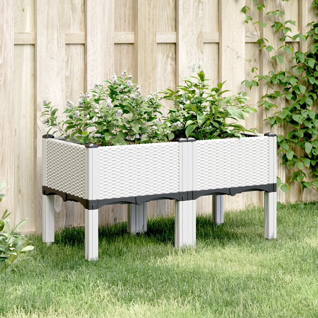 Vidaxx plantekasse med ben 80x40x42 cm polypropylen hvid