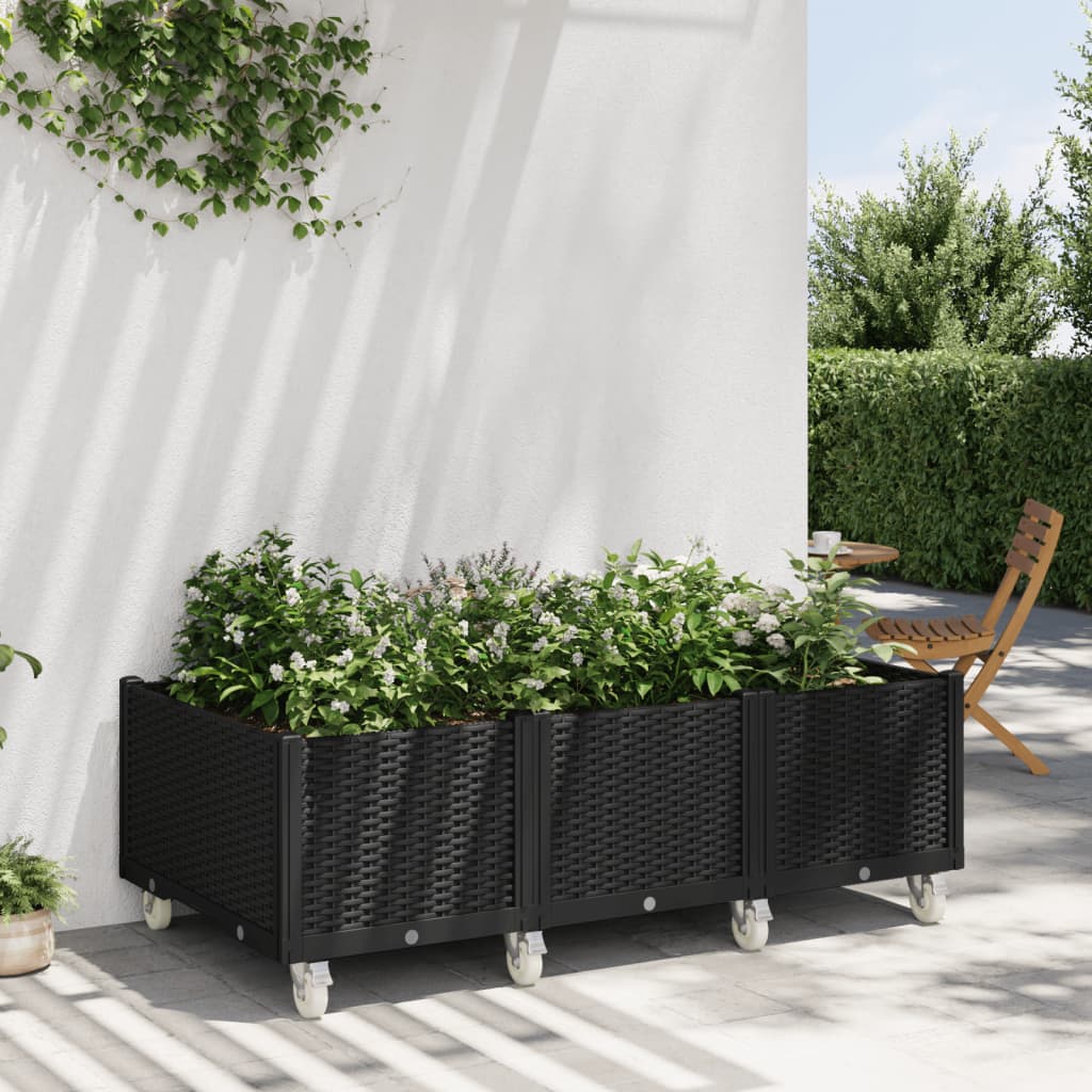 Vidaxx plantekasse med hjul 150x80x54 cm polypropylen sort