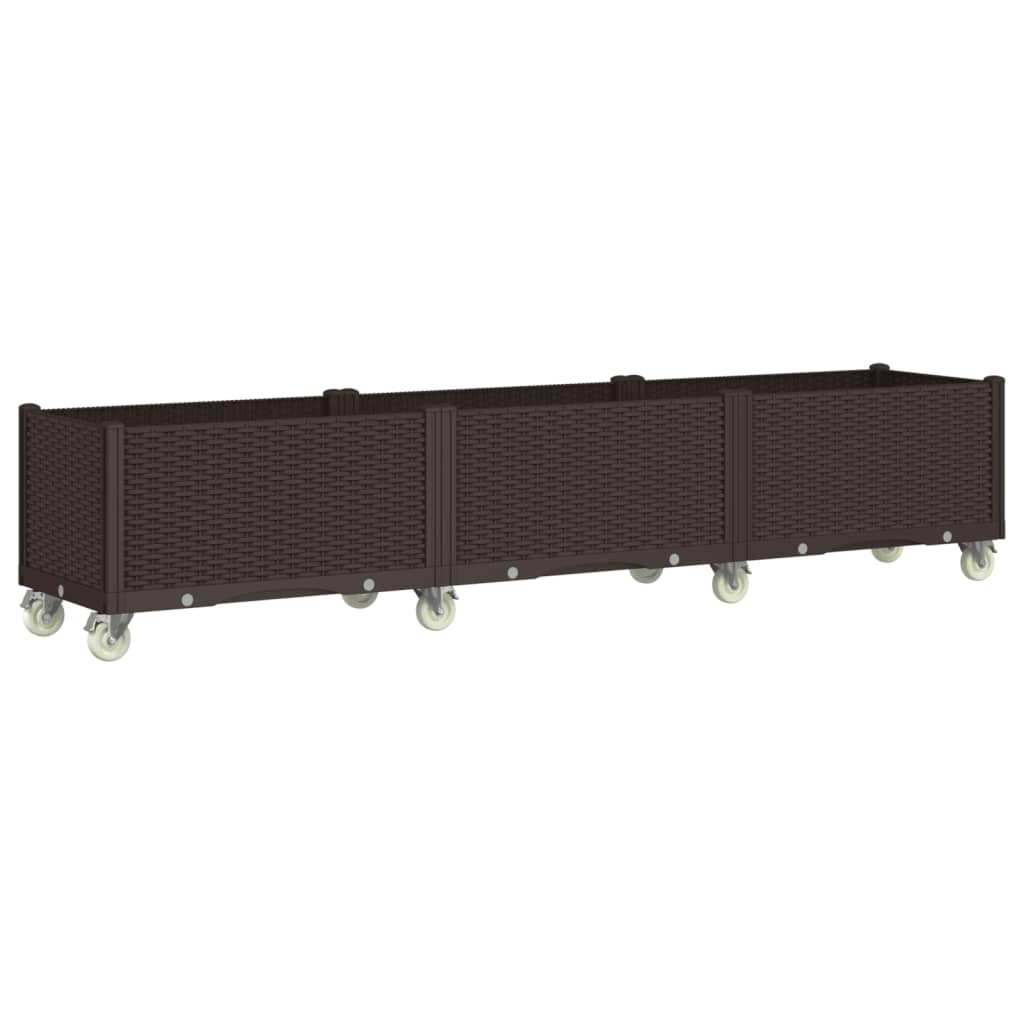 VidaXL Plantekasse med hjul 240x50x54 cm polypropylen brun