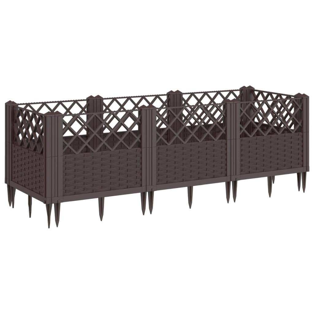Vidaxx plantekasse med pløkke 123,5x43,5x43,5 cm polypropylen brun