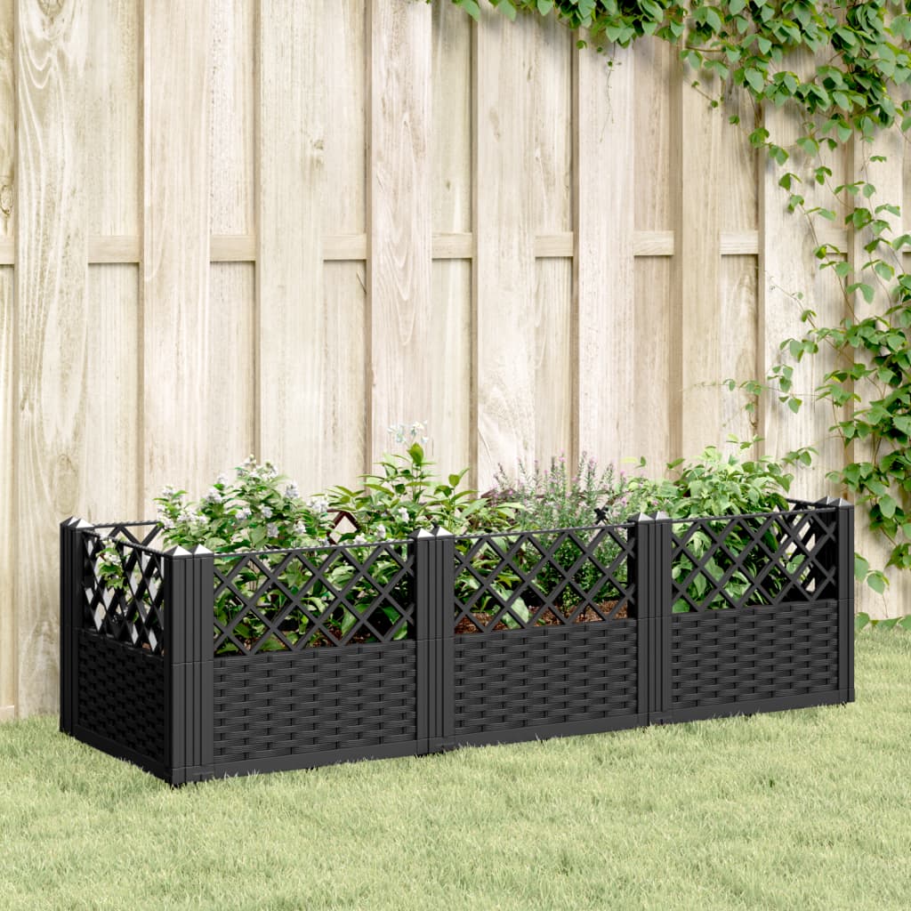 Vidaxx plantekasse med pløkke 123,5x43,5x43,5 cm polypropylen sort
