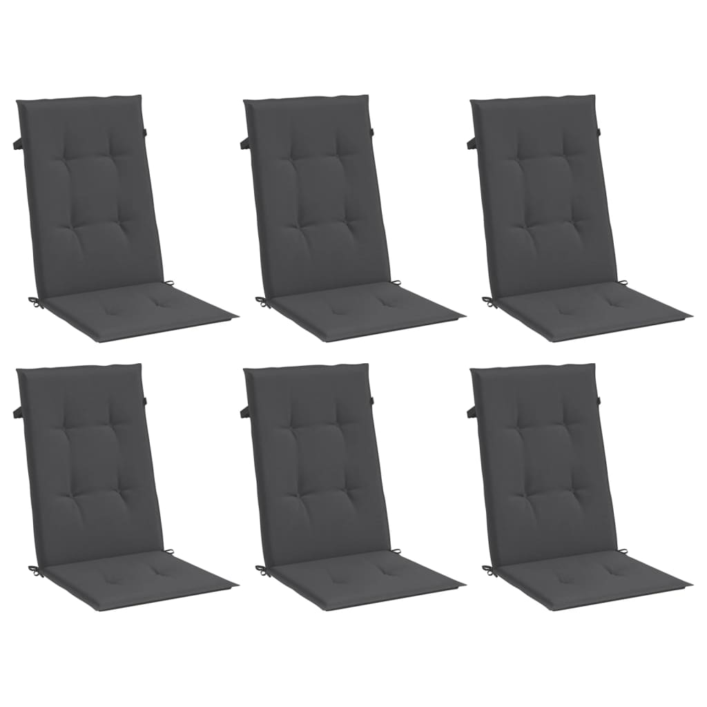 VidaXL stolehynder 6 stk høj ryg 120x50x4 cm stof blandet antracit